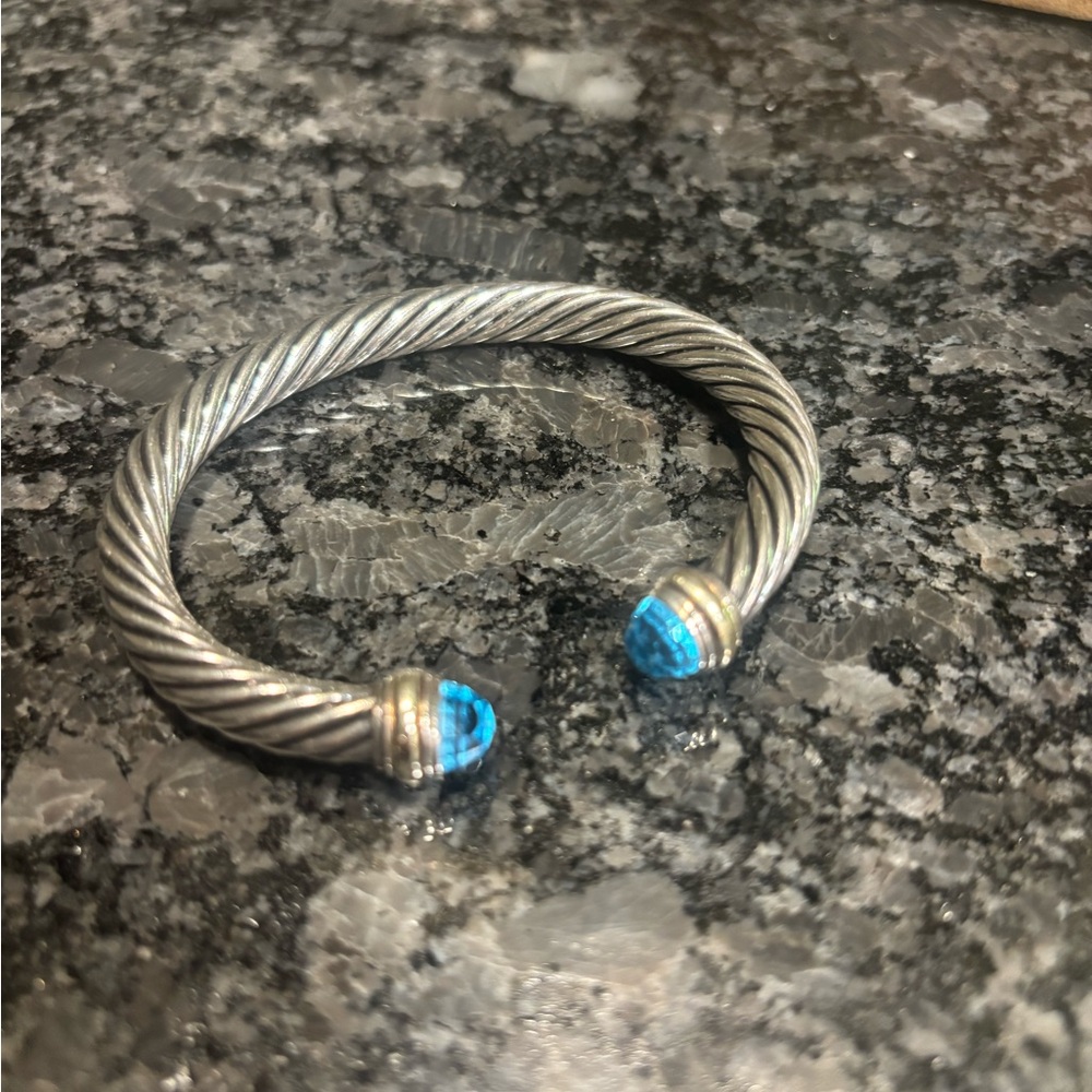 Silver and Blue Twisted Bracelet